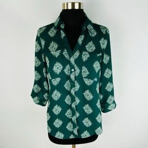 Fortune & Ivy Green Patterned Women's Top